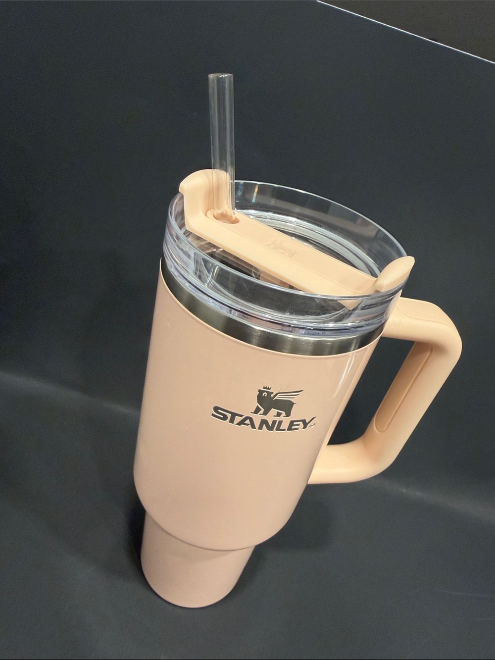 Stanley Peach-Beige Insulated Travel Mug with Straw